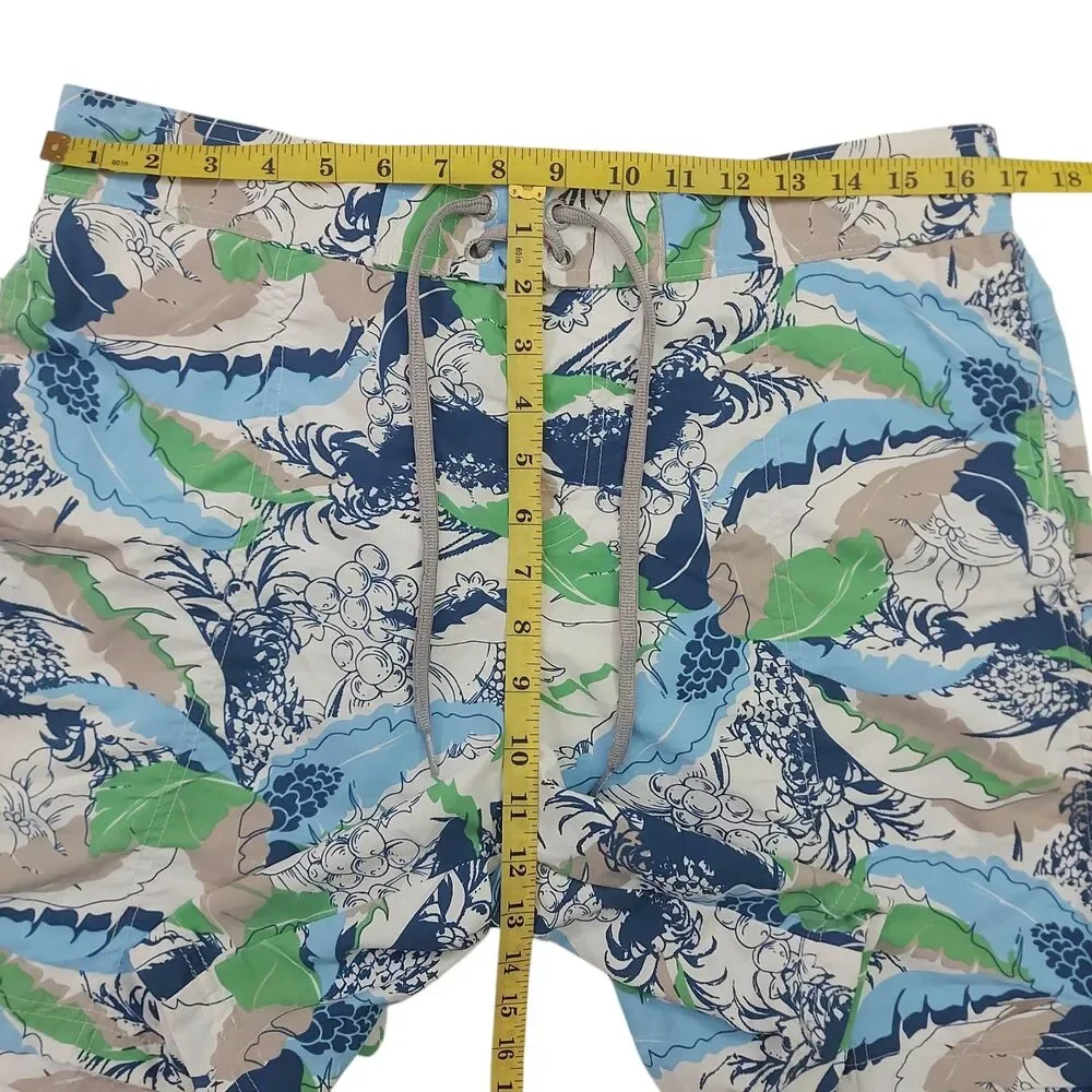 Speedo Swim Trunks Shorts Mens Large White Tropical Print Mesh Summer Beach